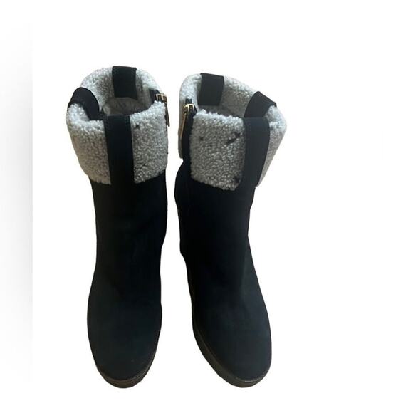 YSL YVES SAINT LAURENT SUEDE SHEARING ANKLE ASPEN WEDGE BOOTS SIZE 39 - Picture 3 of 12